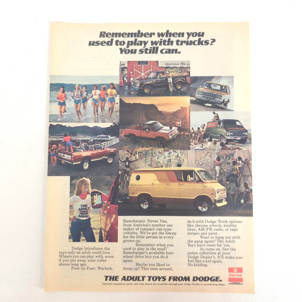 Dodge Trucks Print Ad 1977 Adult Toys Ramcharger Street Van 4x4 Mopar Vintage